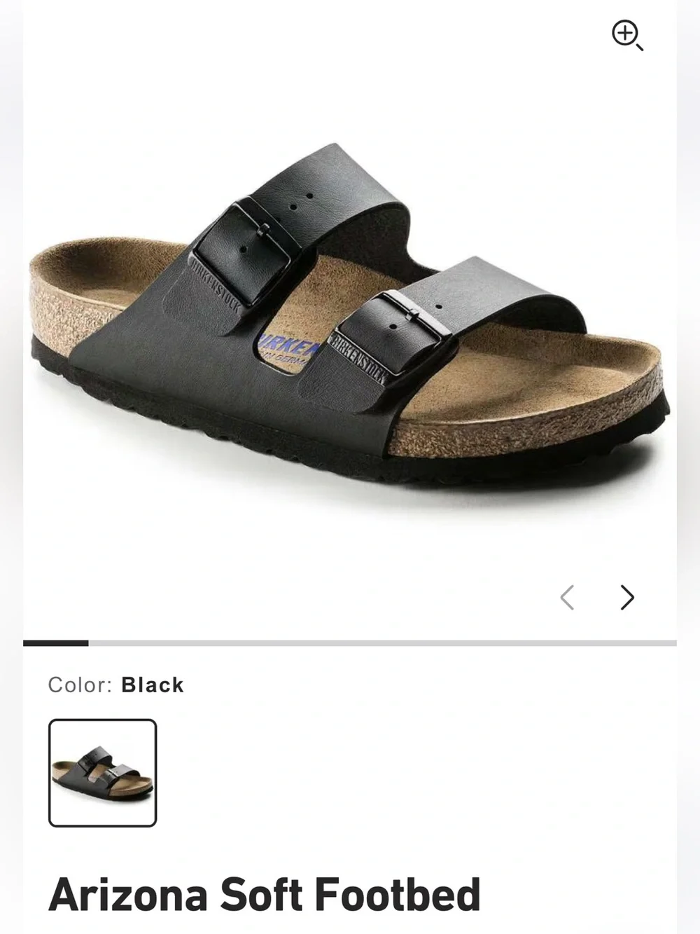 Birkenstock Arizona Soft Footbed  Two-Strap Sandal in Black and Cork